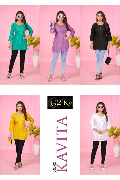 Kavita Vol 2 G2K Rayon Short Kurtis Exporter India