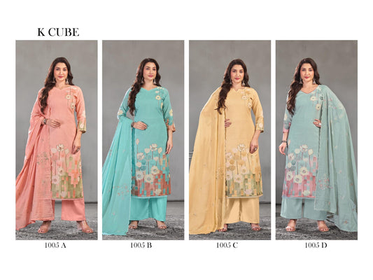 Kavya 1005 K Cube Cotton Pant Style Suits Wholesaler Gujarat