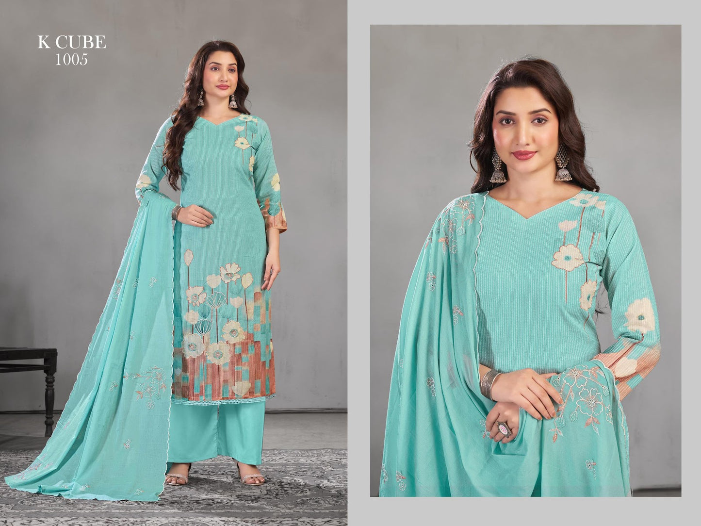 Kavya 1005 K Cube Cotton Pant Style Suits Wholesaler Gujarat
