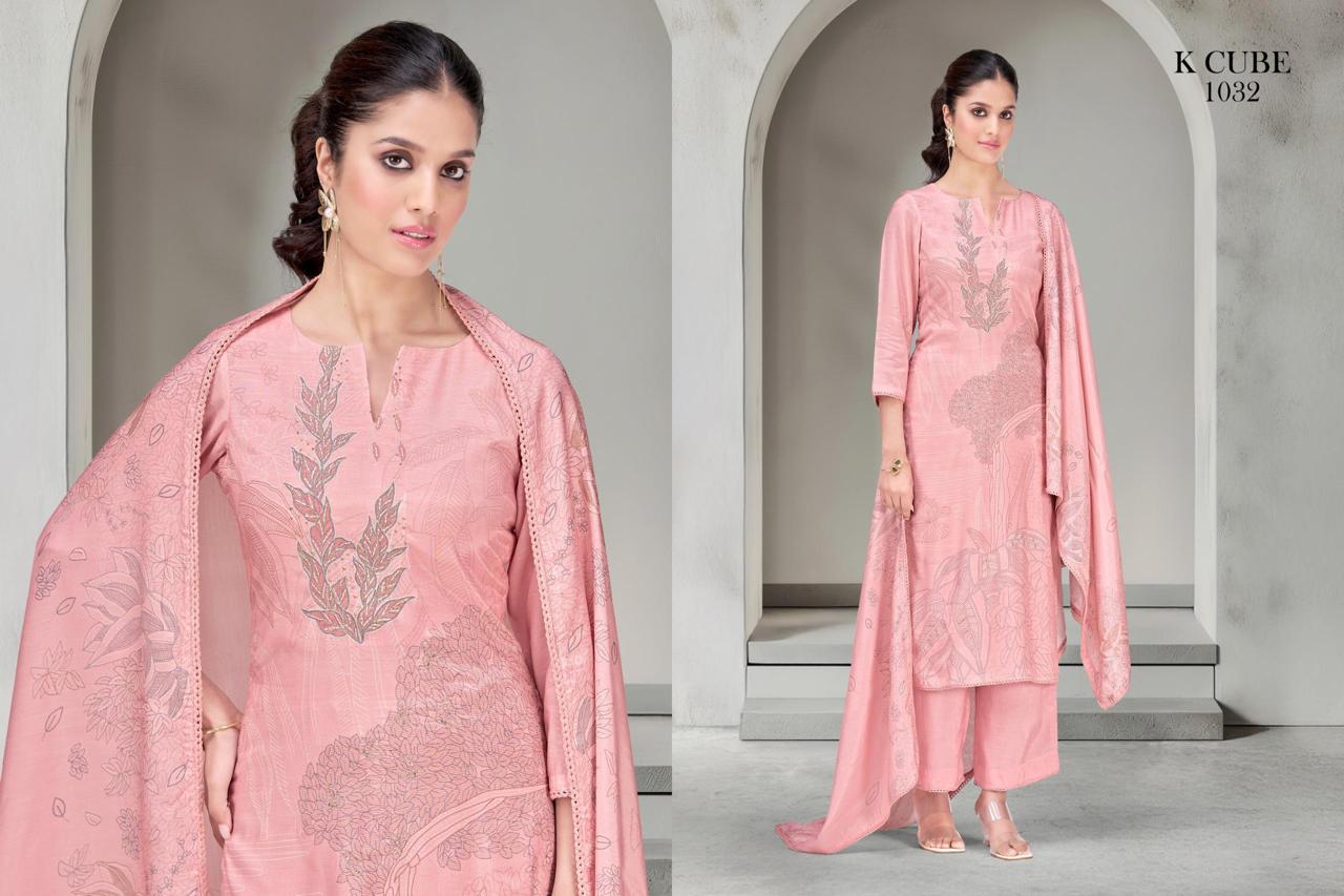 Kavya 1032 K Cube Muslin Silk Pant Style Suits Manufacturer Gujarat