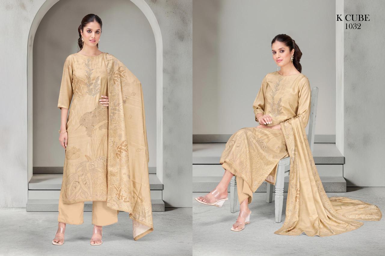 Kavya 1032 K Cube Muslin Silk Pant Style Suits Manufacturer Gujarat