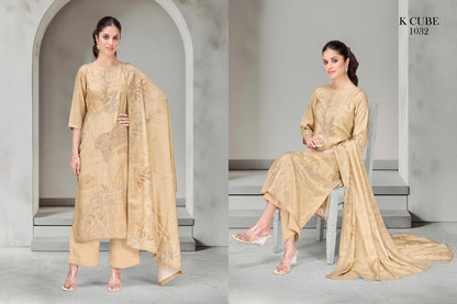 Kavya 1032 K Cube Muslin Silk Pant Style Suits Manufacturer Gujarat