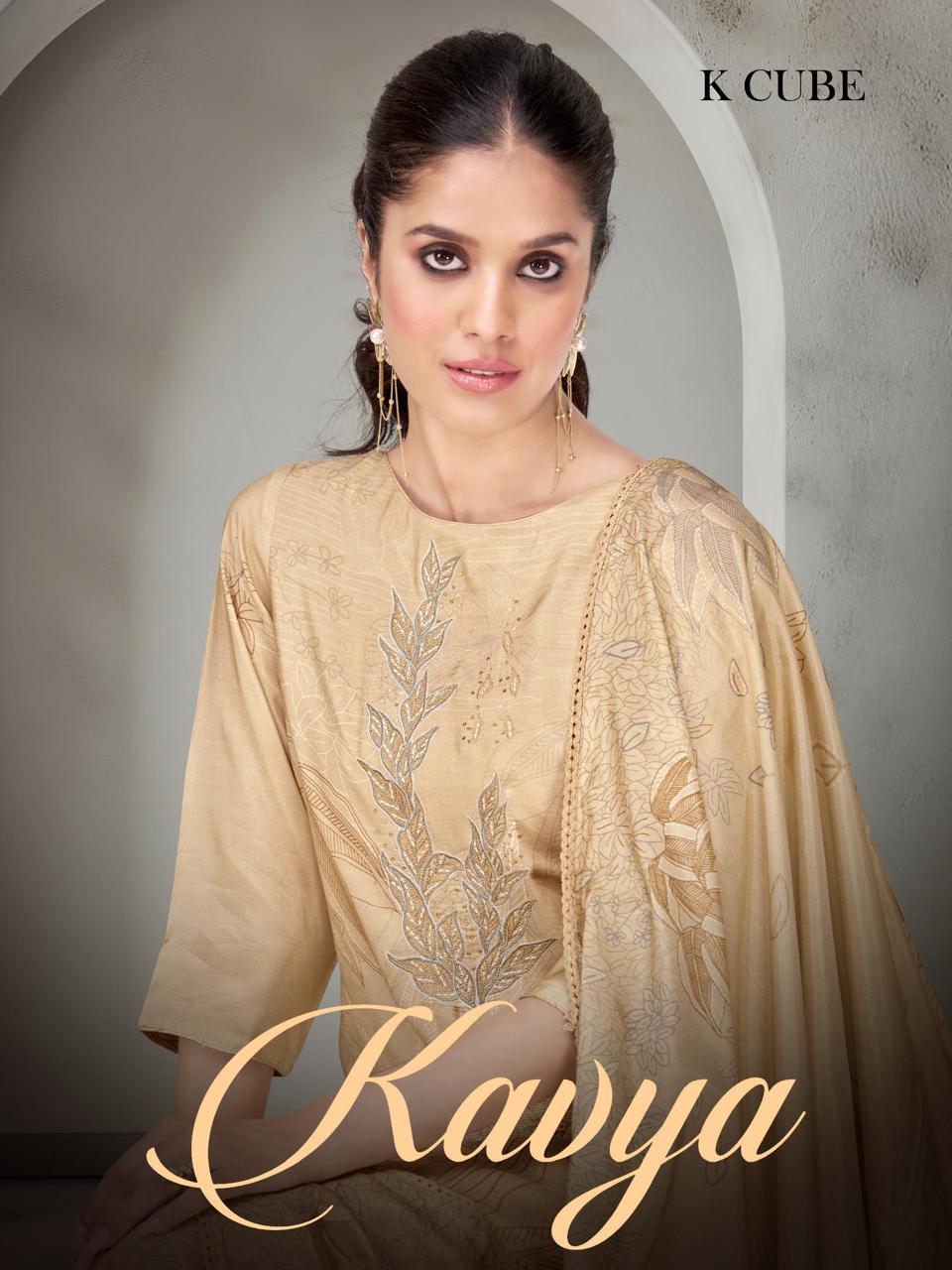 Kavya 1032 K Cube Muslin Silk Pant Style Suits Manufacturer Gujarat