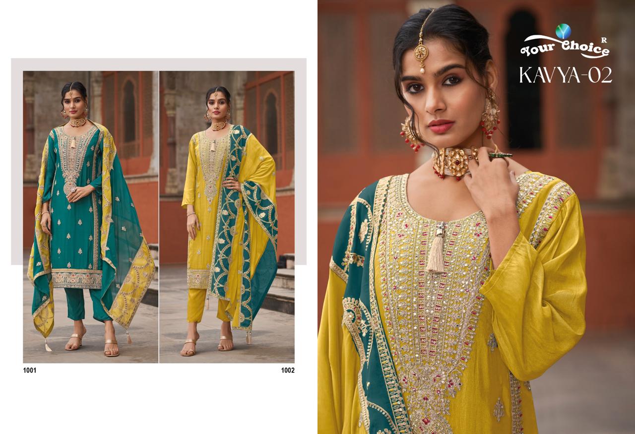 Kavya 2 Your Choice Chinon Readymade Pant Style Suits Manufacturer Ahmedabad