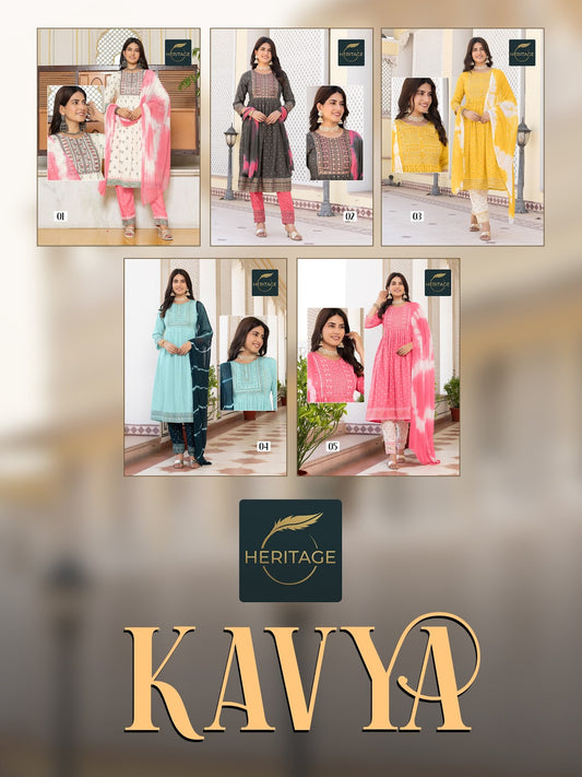 Kavya Heritage Rayon Readymade Pant Style Suits Supplier India