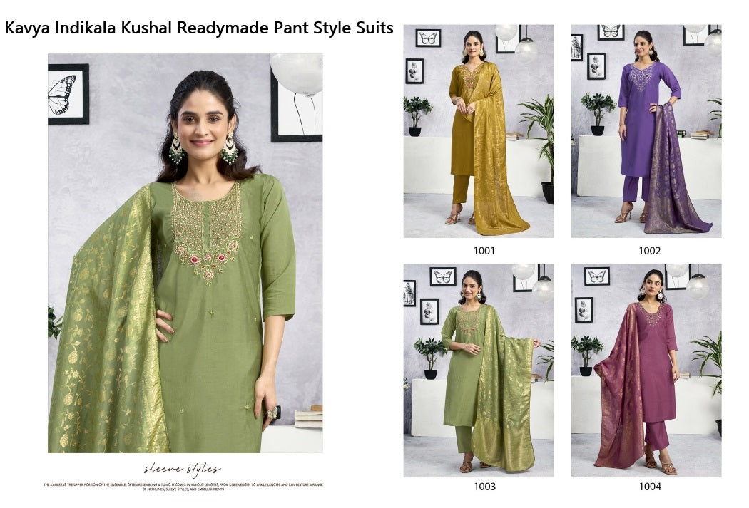 Kavya Indikala Kushal Chanderi Readymade Pant Style Suits Exporter Gujarat