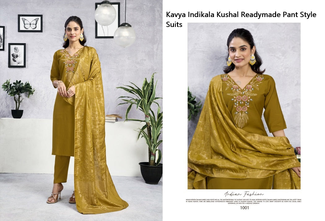 Kavya Indikala Kushal Chanderi Readymade Pant Style Suits Exporter Gujarat
