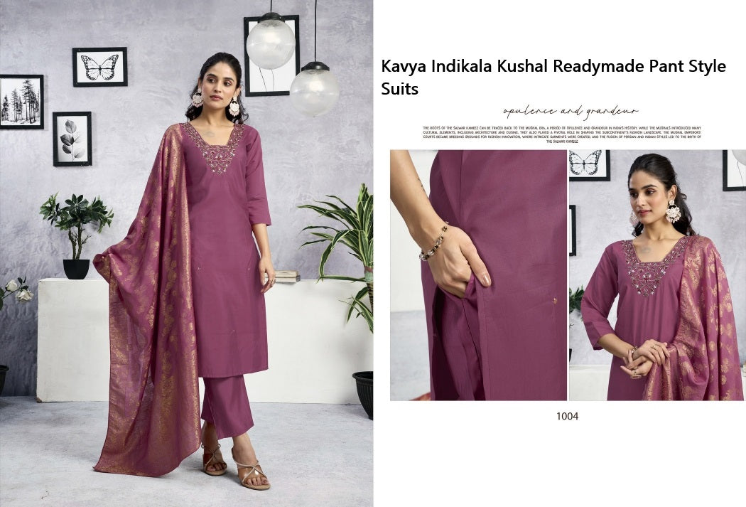 Kavya Indikala Kushal Chanderi Readymade Pant Style Suits Exporter Gujarat