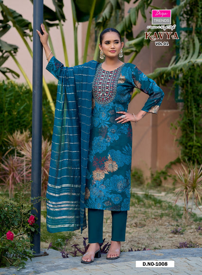 Kavya Vol 1 Diya Trends Vertican Readymade Pant Style Suits Wholesaler