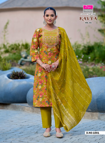 Kavya Vol 1 Diya Trends Vertican Readymade Pant Style Suits Wholesaler