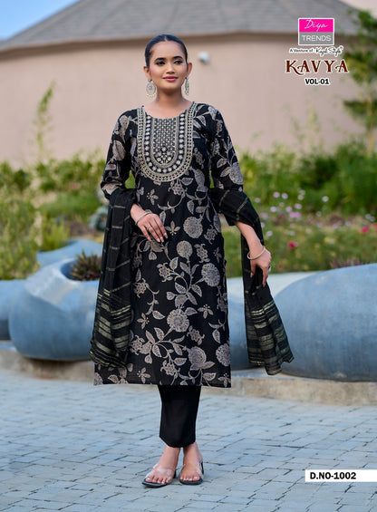 Kavya Vol 1 Diya Trends Vertican Readymade Pant Style Suits Wholesaler