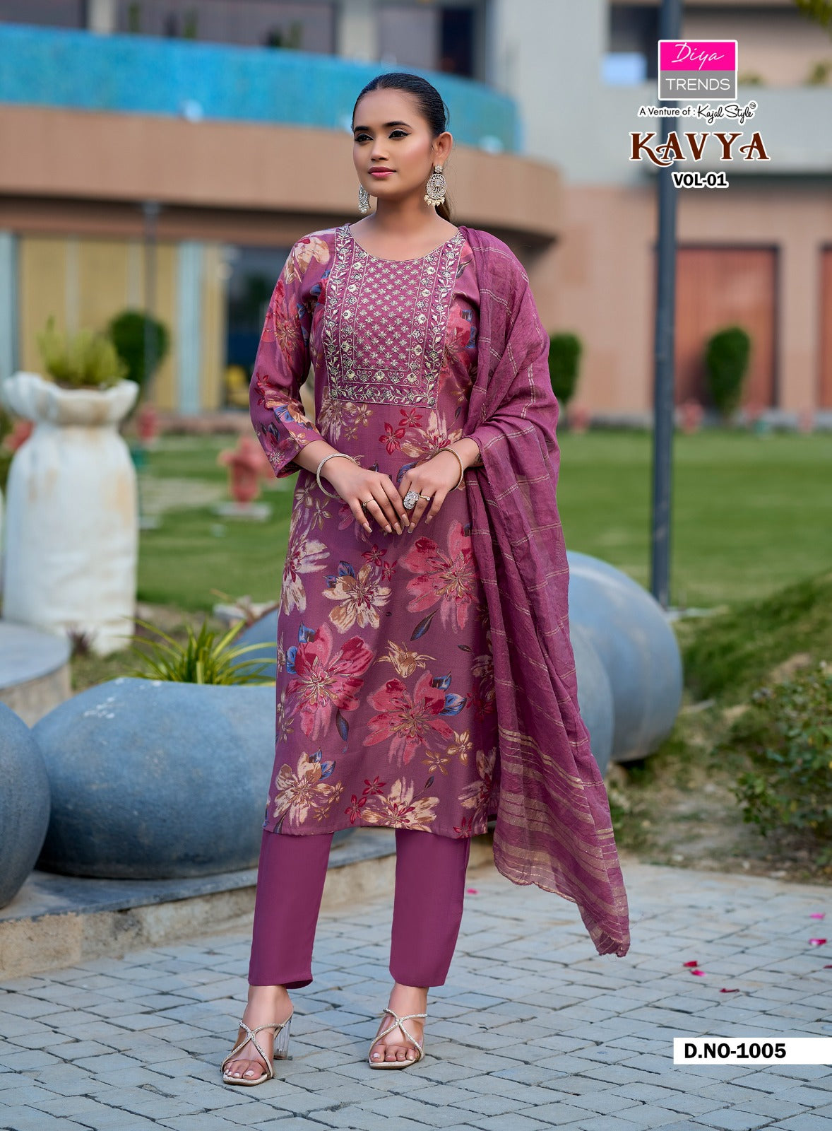 Kavya Vol 1 Diya Trends Vertican Readymade Pant Style Suits Wholesaler