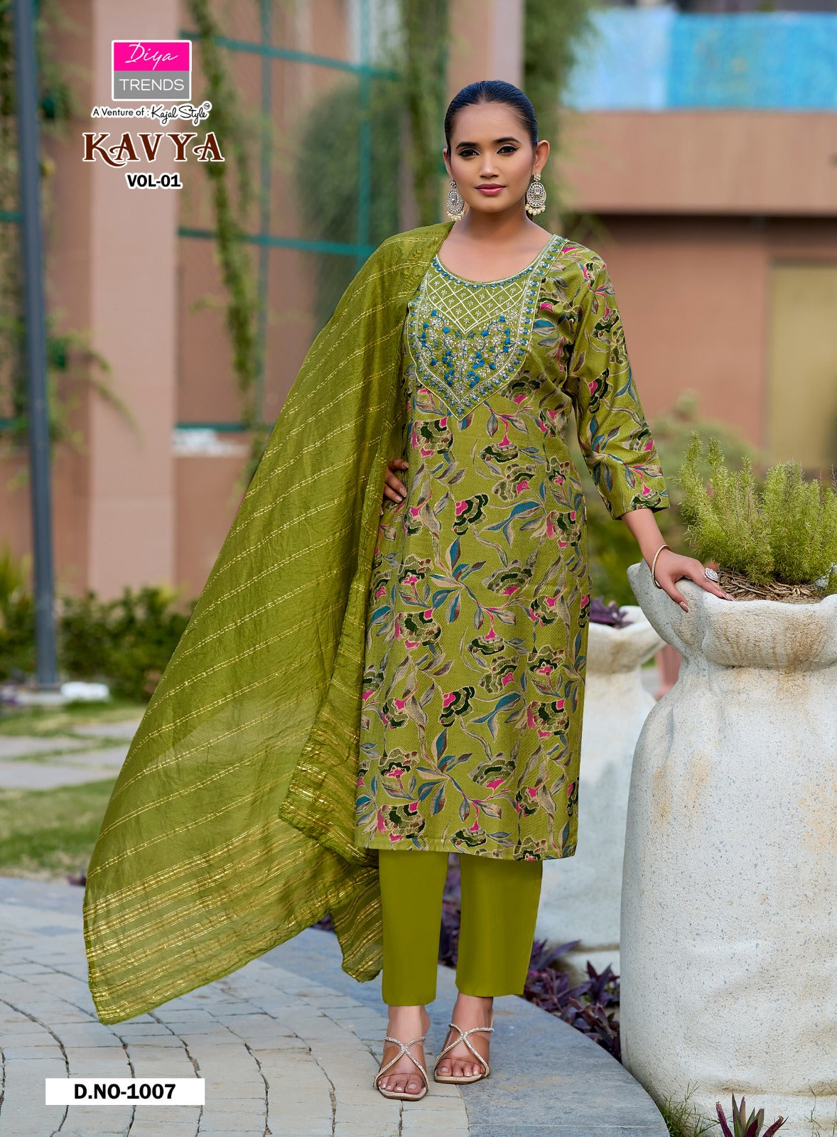 Kavya Vol 1 Diya Trends Vertican Readymade Pant Style Suits Wholesaler