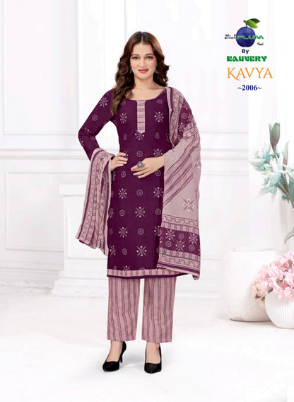 Kavya Vol 20 Black Plum Cotton Readymade Pant Style Suits Wholesale Price