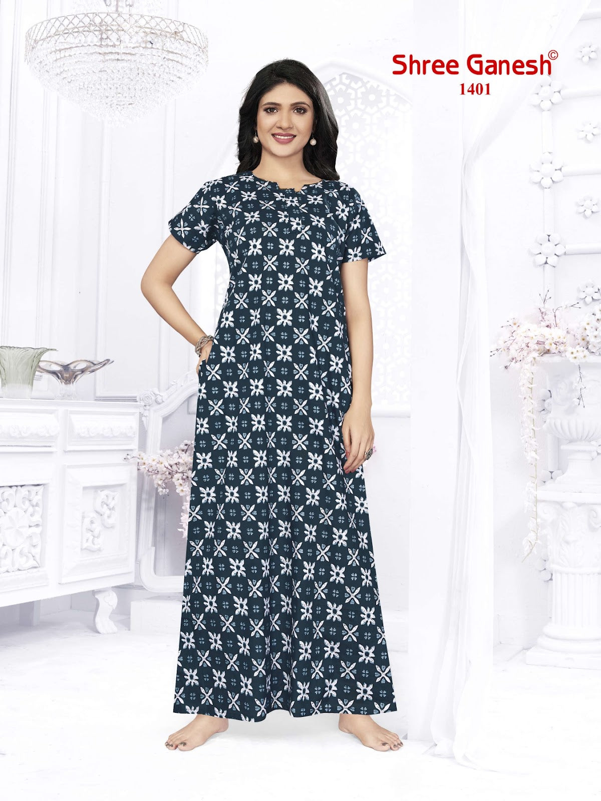 Kavya Vol 4 Shree Ganesh Cotton Night Gowns Wholesaler