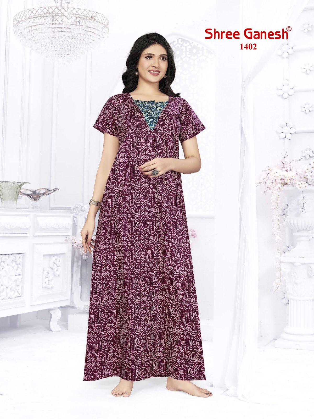 Kavya Vol 4 Shree Ganesh Cotton Night Gowns Wholesaler