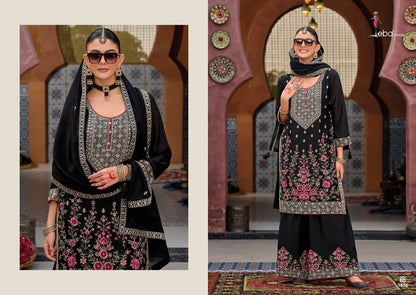 Kaya Black & White Eba Lifestyle Chinon Pakistani Readymade Suits Supplier Gujarat