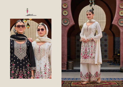 Kaya Black & White Eba Lifestyle Chinon Pakistani Readymade Suits Supplier Gujarat
