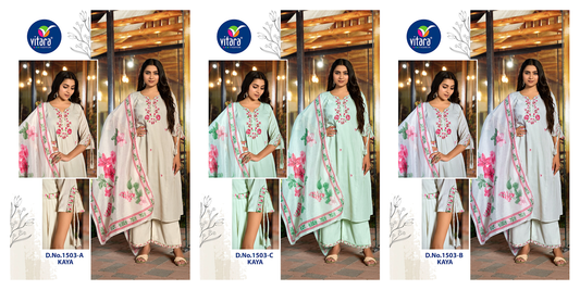 Kaya Vitara Silk Readymade Plazzo Style Suits Supplier