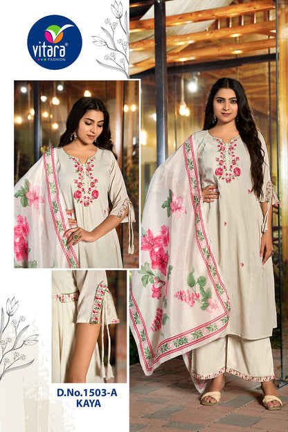 Kaya Vitara Silk Readymade Plazzo Style Suits Supplier