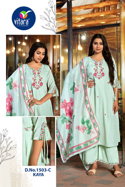 Kaya Vitara Silk Readymade Plazzo Style Suits Supplier
