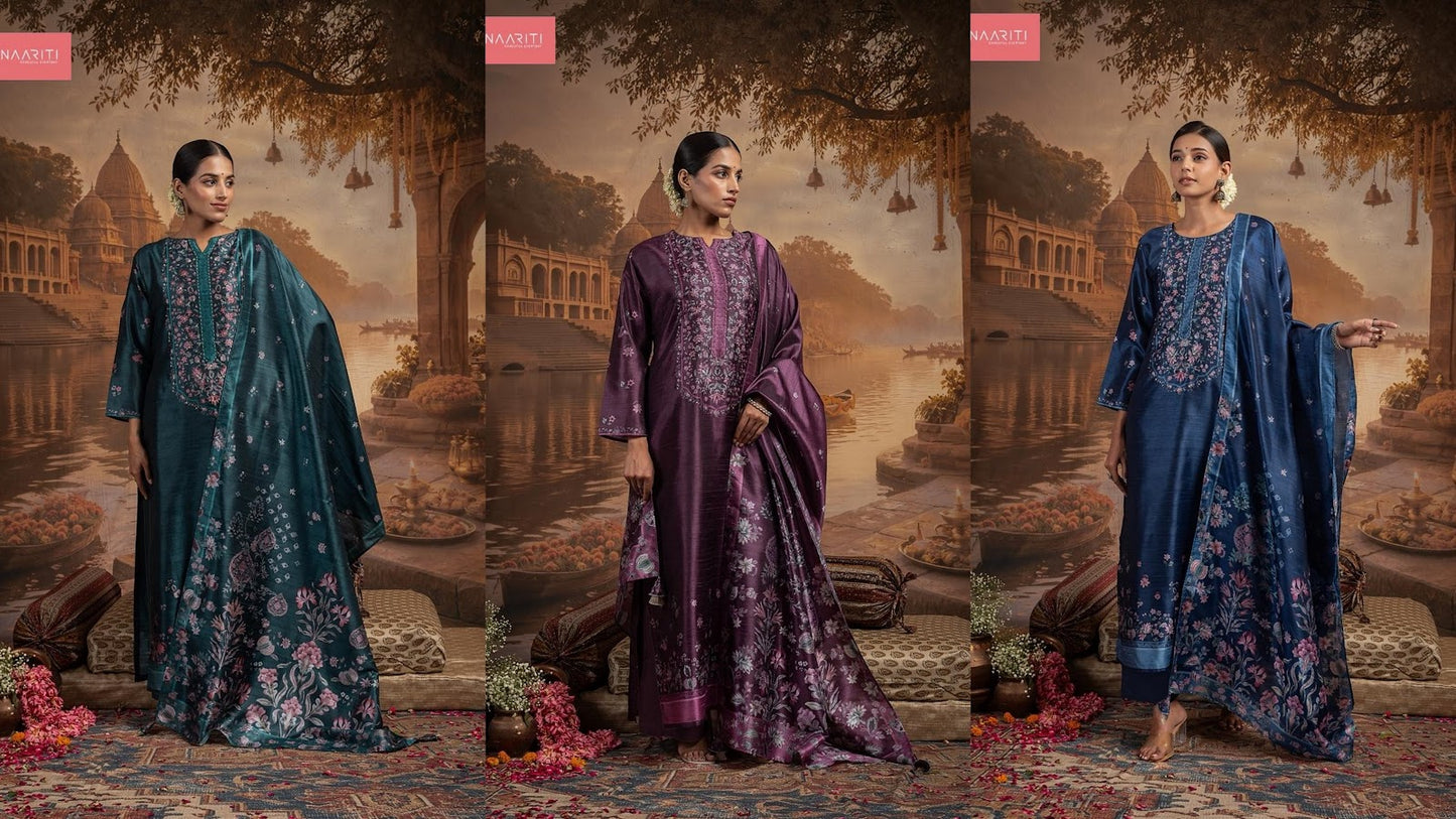 Kayam Naariti Tusser Silk Pant Style Suits Wholesaler