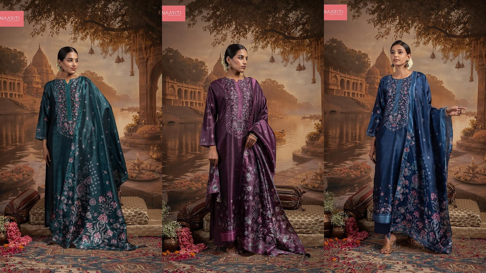 Kayam Naariti Tusser Silk Pant Style Suits Wholesaler
