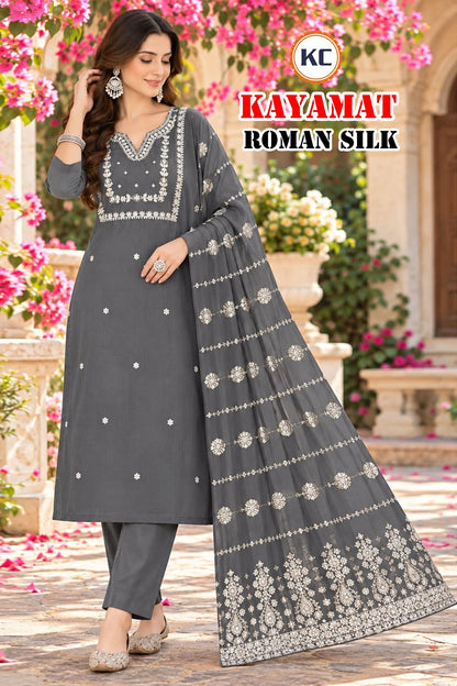 Kayamat Vol 3 Kc Roman Silk Readymade Pant Style Suits Exporter Gujarat