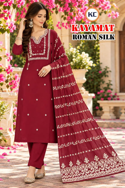 Kayamat Vol 3 Kc Roman Silk Readymade Pant Style Suits Exporter Gujarat