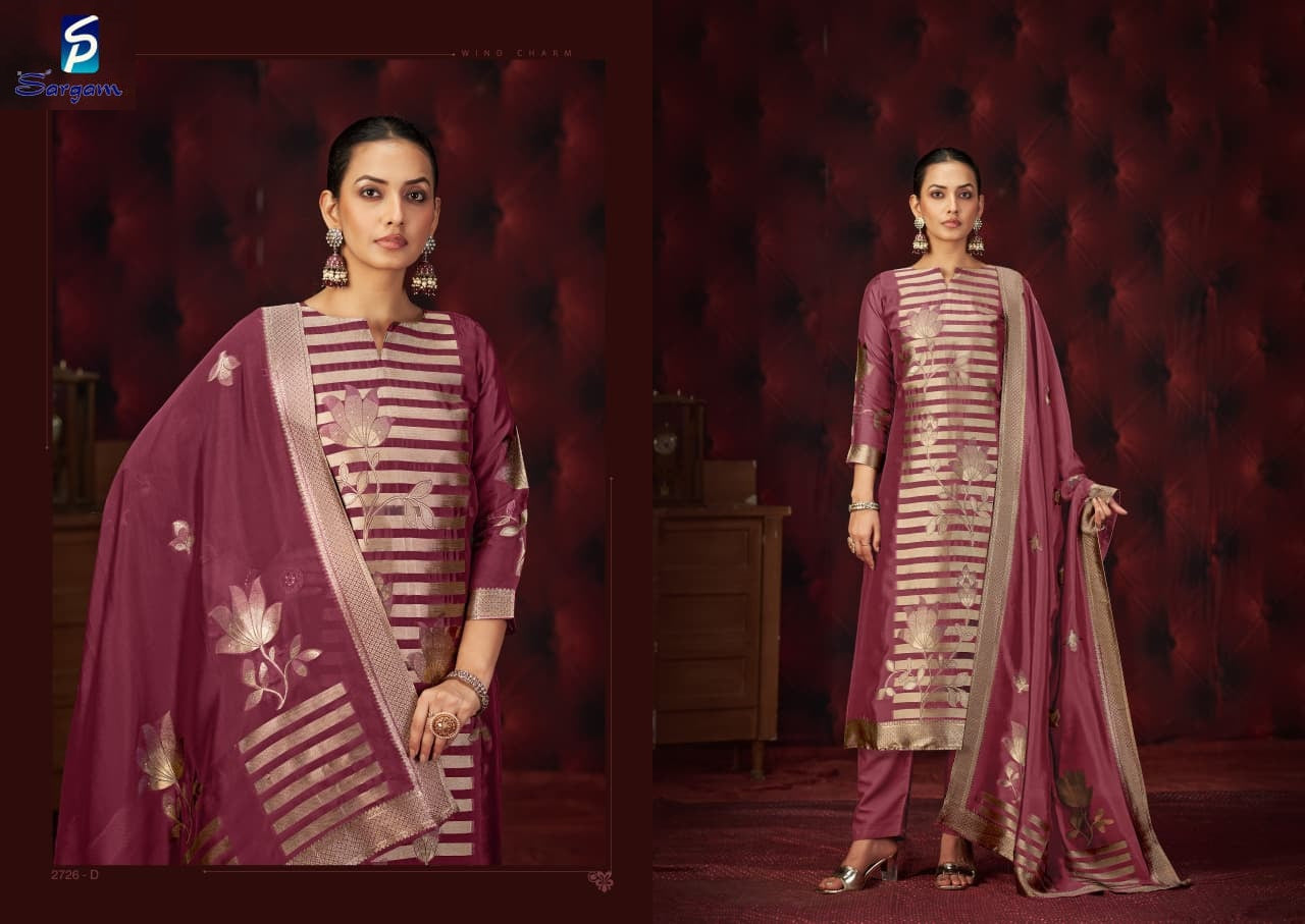 Kayan Sargam Prints Silk Jacquard Pant Style Suits Wholesaler