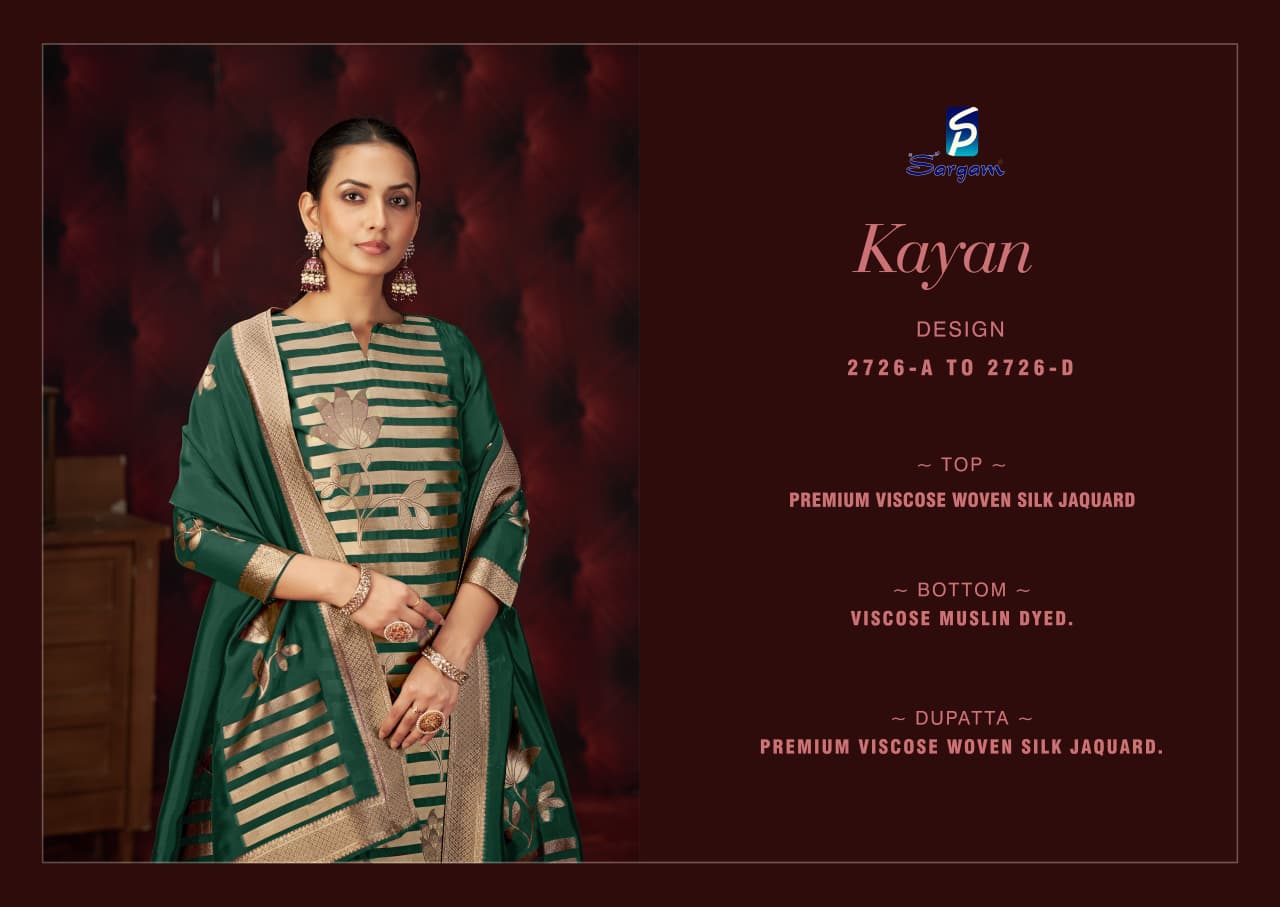 Kayan Sargam Prints Silk Jacquard Pant Style Suits Wholesaler