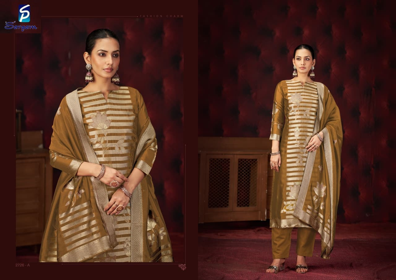 Kayan Sargam Prints Silk Jacquard Pant Style Suits Wholesaler