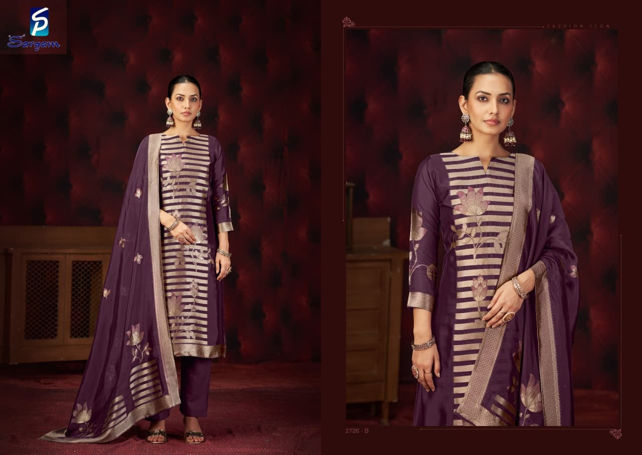 Kayan Sargam Prints Silk Jacquard Pant Style Suits Wholesaler