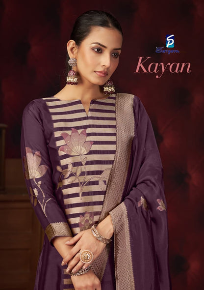 Kayan Sargam Prints Silk Jacquard Pant Style Suits Wholesaler