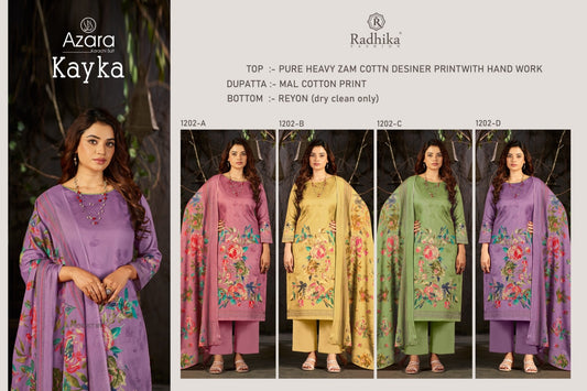 Kayka 1202 Radhika Fashion Azara Zam Cotton Karachi Salwar Suits Wholesaler India