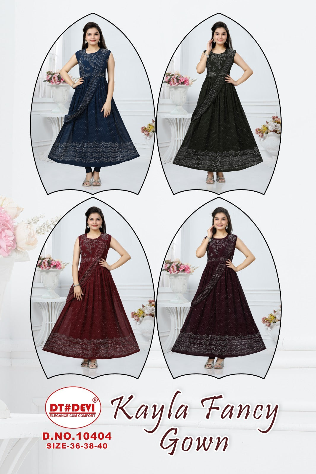 Kayla 10404 Dt Devi Georgette One Piece Gown Supplier India