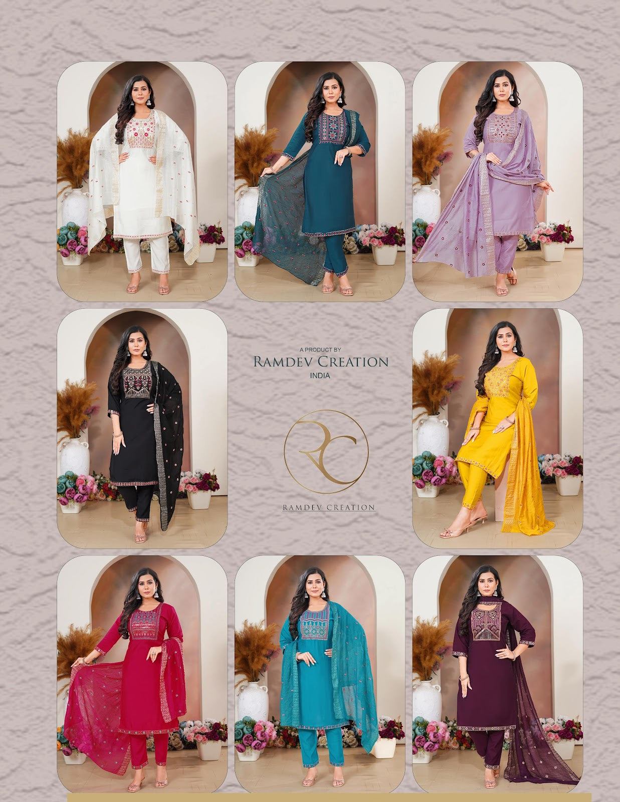 Kaylee Vol 1 Ramdev Creation Roman Readymade Pant Style Suits Wholesale Rate