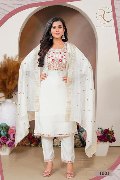 Kaylee Vol 1 Ramdev Creation Roman Readymade Pant Style Suits Wholesale Rate