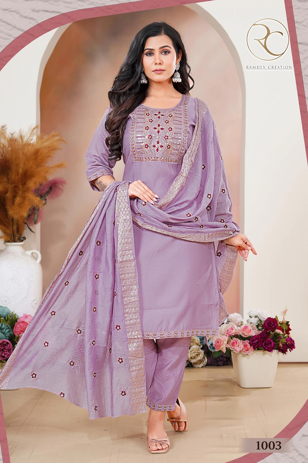 Kaylee Vol 1 Ramdev Creation Roman Readymade Pant Style Suits Wholesale Rate