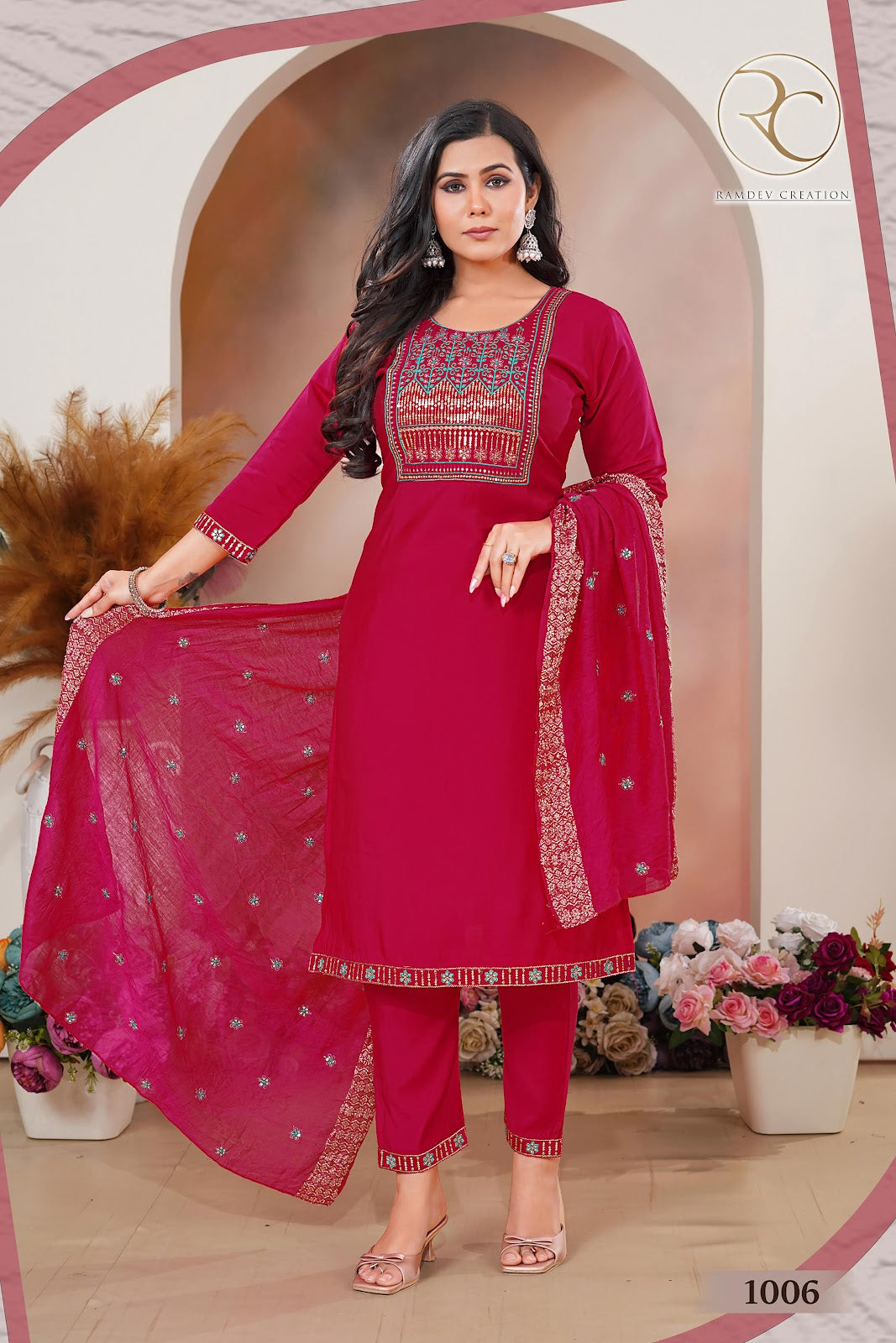 Kaylee Vol 1 Ramdev Creation Roman Readymade Pant Style Suits Wholesale Rate