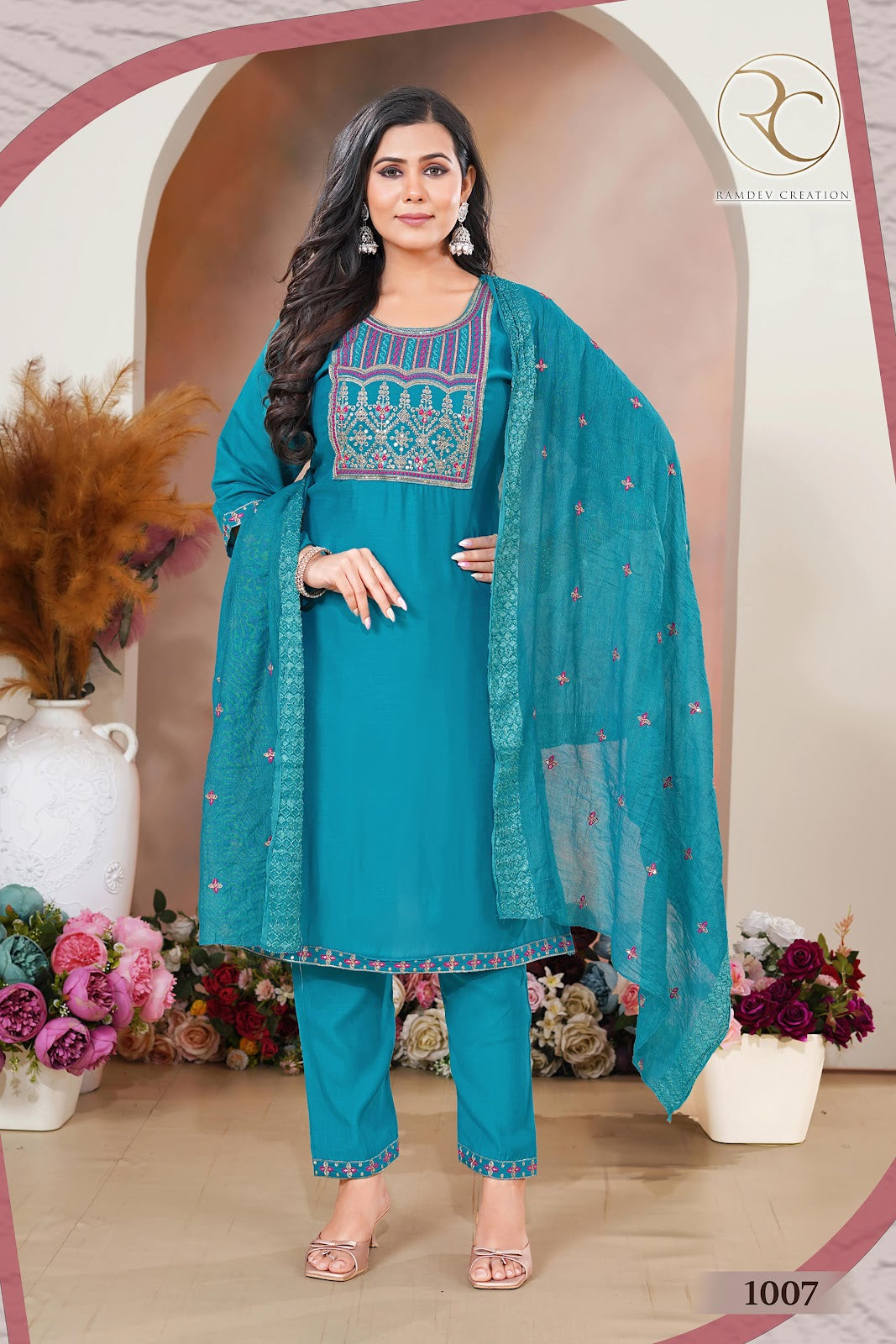 Kaylee Vol 1 Ramdev Creation Roman Readymade Pant Style Suits Wholesale Rate
