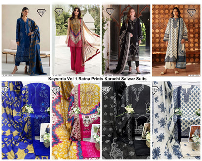 Kayseria Vol 1 Ratna Prints Mix Cotton Karachi Salwar Suits Supplier