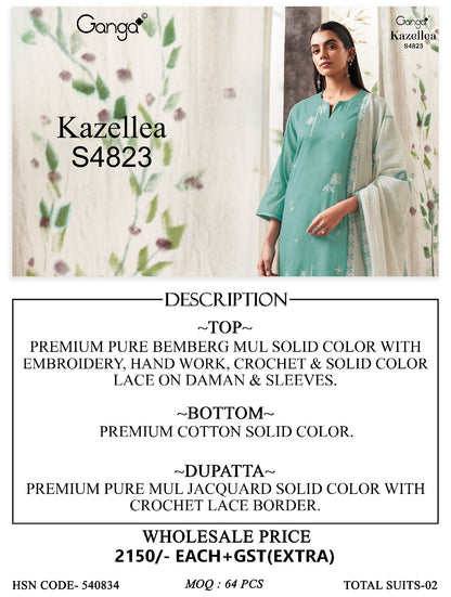 Kazellea S4823 Ganga Bemberg Plazzo Style Suits Wholesaler India