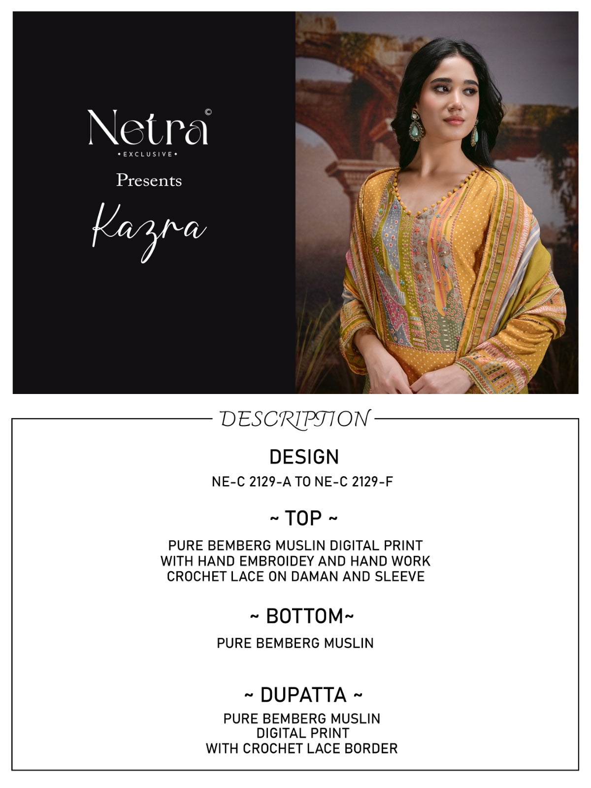 Kazra Netra Bemberg Muslin Pant Style Suits Wholesale Rate