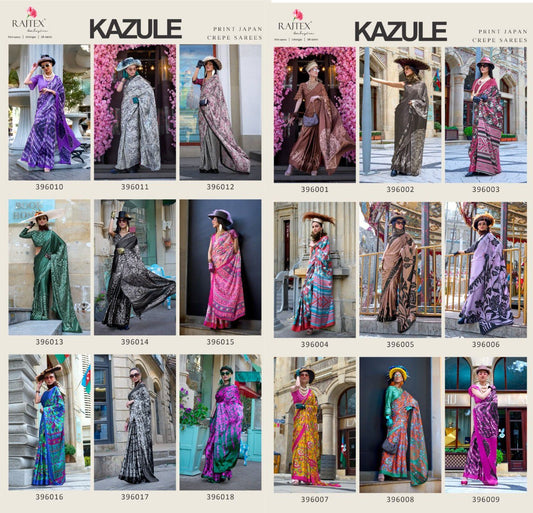 Kazule Rajtex Satin Crepe Sarees Supplier India