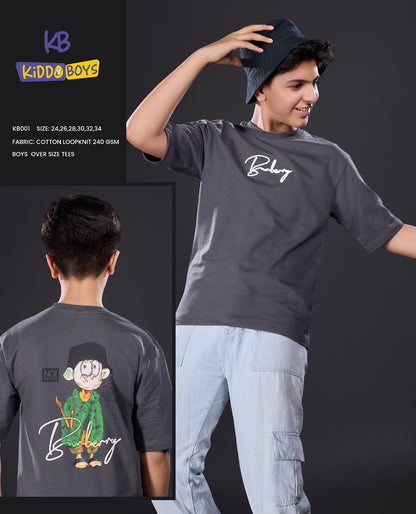 Kb 001 Drop Shoulder Kiddo Cotton Looper Boys Tshirt Exporter India