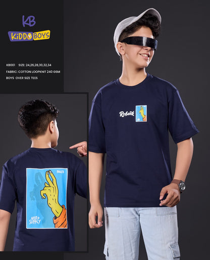 Kb 001 Drop Shoulder Kiddo Cotton Looper Boys Tshirt Exporter India