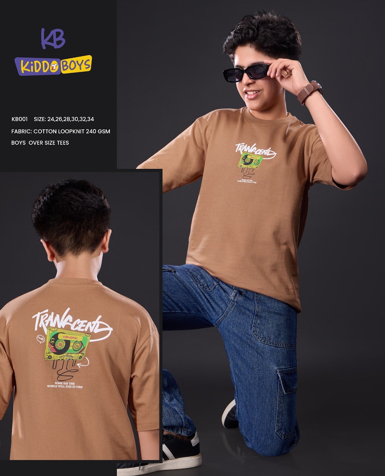 Kb 001 Drop Shoulder Kiddo Cotton Looper Boys Tshirt Exporter India