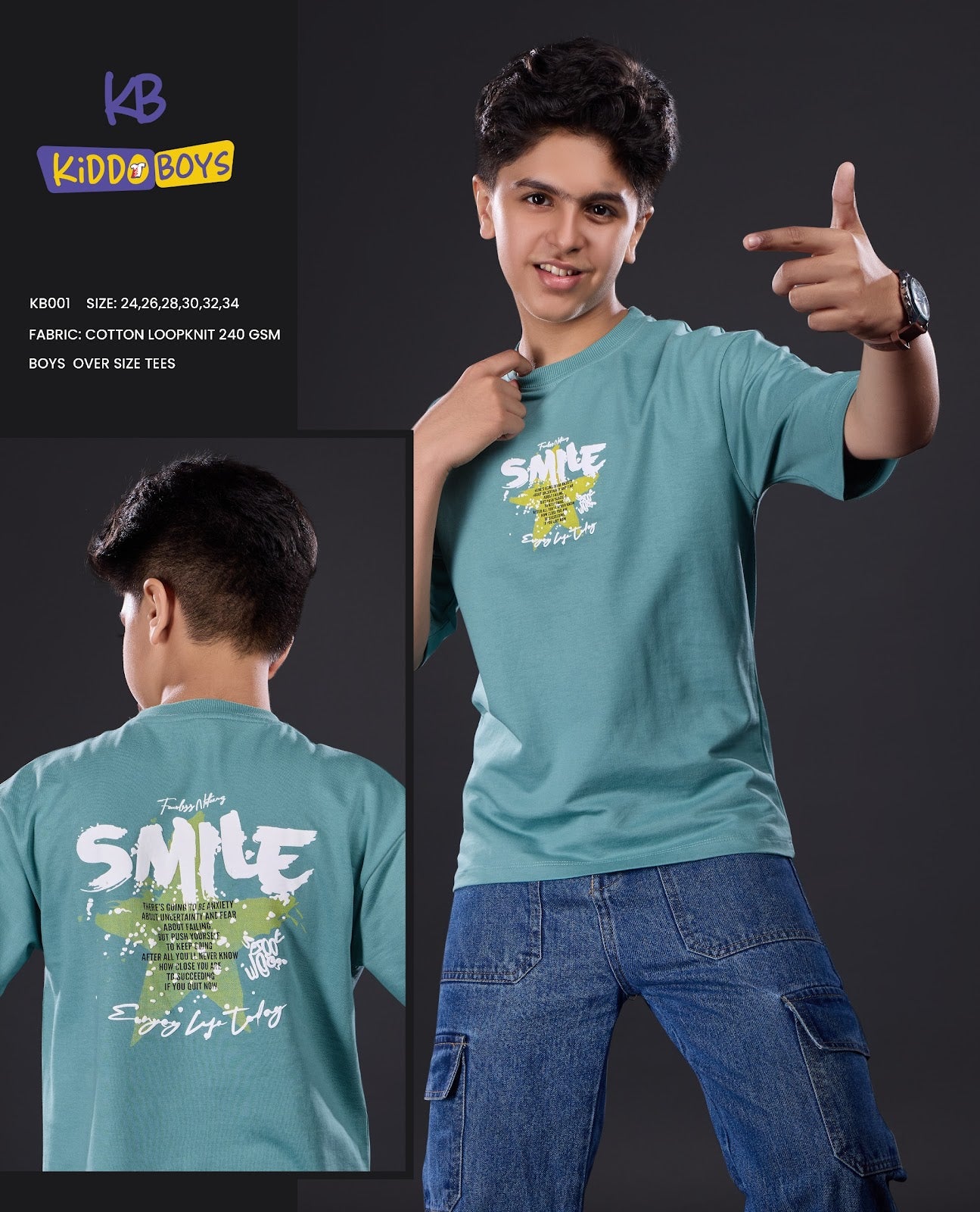 Kb 001 Drop Shoulder Kiddo Cotton Looper Boys Tshirt Exporter India