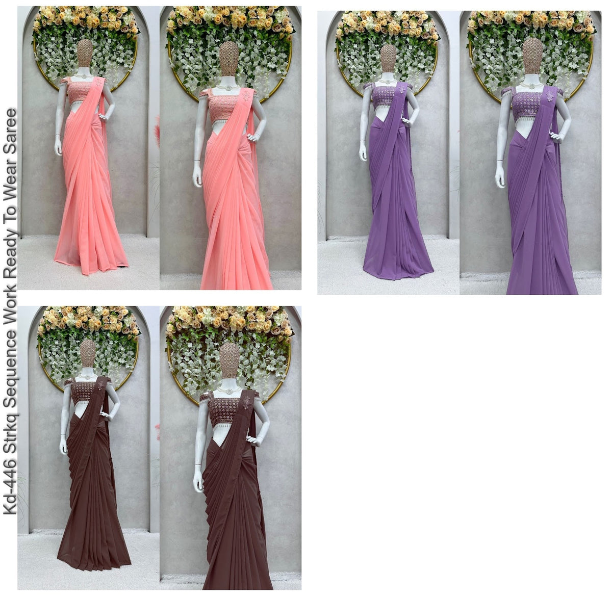 Kd-446 Strkq Faux Georgette Ready To Wear Saree Exporter